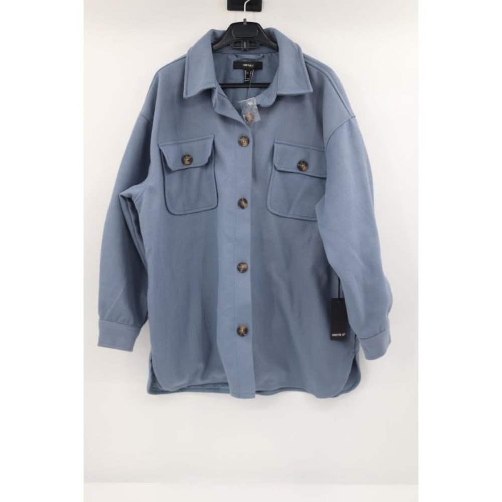 NWT forever 21 women’s L oversized logng sleeve collared shirt jacket pockets